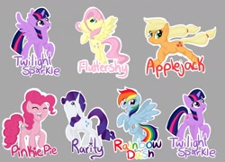 Size: 1280x924 | Tagged: safe, artist:velocityraptor, applejack, fluttershy, pinkie pie, rainbow dash, rarity, twilight sparkle, alicorn, pony, g4, female, looking back, looking up, mane six, mare, running, smiling, twilight sparkle (alicorn)