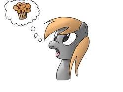 Size: 1024x768 | Tagged: safe, artist:madisonhrw, derpy hooves, pegasus, pony, g4, female, mare, muffin, thought bubble