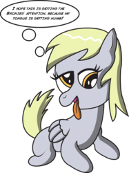 Size: 2243x3000 | Tagged: safe, artist:saburodaimando, derpy hooves, dog, g4, cute, derpabetes, filly, high res, thought bubble, tongue out