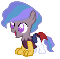 Size: 374x368 | Tagged: safe, artist:unoriginai, draconequus, hybrid, artifact, colt, cute, female, interspecies offspring, male, offspring, open mouth, parent:discord, parent:princess celestia, parents:dislestia, simple background, smiling, solo, transparent background