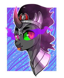 Size: 1949x2354 | Tagged: safe, artist:sunshineapple, king sombra, g4, rule 63, solo, tongue out
