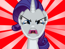 Size: 6000x4500 | Tagged: safe, artist:mandydax, rarity, pony, unicorn, g4, absurd resolution, angry, annoyed, female, horn, irritated, mare, not happy, open mouth, solo, sunburst background, unhappy