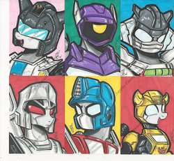 Size: 1024x945 | Tagged: safe, artist:ponygoddess, bumblebee (transformers), jazz, megatron, optimus prime, ponified, shockwave, transformers, wheeljack