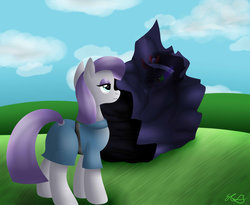 Size: 987x809 | Tagged: safe, artist:emerlees, king sombra, maud pie, g4, rock, this will end in tears and/or death