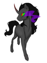 Size: 769x1038 | Tagged: safe, artist:spooky-unicorn, king sombra, g4, curved horn, dark magic, horn, magic, male, solo, sombra eyes