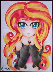 Size: 2680x3648 | Tagged: safe, artist:eljoeydesigns, sunset shimmer, equestria girls, g4, blushing, drawing, high res