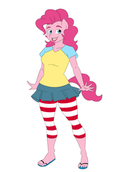 Size: 1200x1697 | Tagged: safe, artist:thecreator9, pinkie pie, anthro, g4, female, sandals, solo