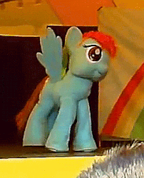 Size: 241x299 | Tagged: safe, rainbow dash, g4, my little pony live, animated, irl, live action, photo, quadsuit, solo, stomping