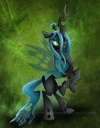Size: 778x1000 | Tagged: safe, artist:twotigermoon, queen chrysalis, changeling, changeling queen, g4, crown, female, jewelry, regalia, solo