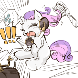 Size: 512x512 | Tagged: safe, artist:wan, sweetie belle, g4, brush, female, phone, solo