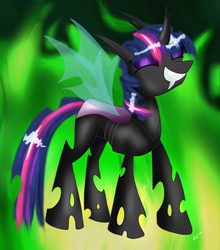 Size: 2200x2500 | Tagged: safe, artist:novaspark, twilight sparkle, changeling, g4, changelingified, female, high res, solo, twiling