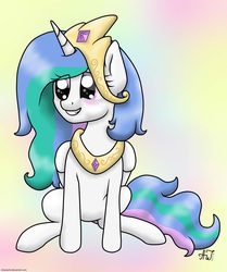 Size: 3448x4128 | Tagged: safe, artist:artyjoyful, princess celestia, pony, g4, filly, solo