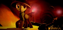 Size: 1843x903 | Tagged: safe, artist:herpderpington11, daring do, g4, 3d, candle, gmod, lights, shadow, skeleton, tunnel