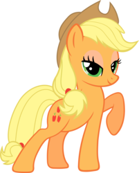 Size: 6192x7711 | Tagged: safe, artist:slb94, applejack, g4, absurd resolution, bedroom eyes, female, raised hoof, rarity pose, recolor, simple background, solo, transparent background, vector