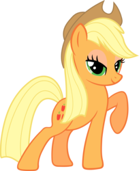 Size: 6277x7711 | Tagged: safe, artist:slb94, applejack, g4, absurd resolution, bedroom eyes, female, mane down, raised hoof, rarity pose, simple background, solo, transparent background, vector