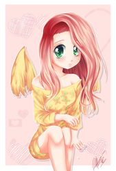 Size: 723x1072 | Tagged: dead source, safe, artist:shizuochan776, fluttershy, human, g4, female, humanized, nail polish, solo, winged humanization