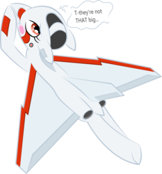 Size: 3156x3384 | Tagged: safe, artist:jessy, artist:plone, original species, plane pony, pony, avro arrow, blushing, butt engines, canada, cute, high res, plane, simple background, transparent background, vector