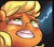 Size: 422x373 | Tagged: safe, artist:atryl, edit, applejack, anthro, comic:everything that glitters, g4, ahegao, bust, cropped, faic, female, gritted teeth, implied orgasm, lightning, mind break, reaction image, solo, sweat