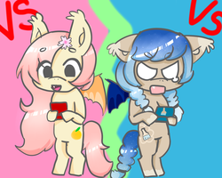 Size: 1280x1024 | Tagged: safe, artist:ambervantas69, oc, oc only, oc:glimmer palette, oc:peach blossom, bat pony, pony, nintendo ds