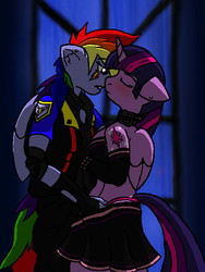 Size: 480x640 | Tagged: safe, artist:zeroexe119, rainbow dash, twilight sparkle, anthro, g4, blushing, female, imminent kissing, lesbian, rain, ship:twidash, shipping, twilight sparkle (alicorn)