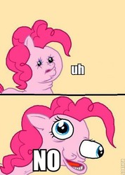 Size: 398x558 | Tagged: safe, pinkie pie, g4, artifact, caption, face, faic, female, herp derp, reaction image, solo, wat, weird, wtf