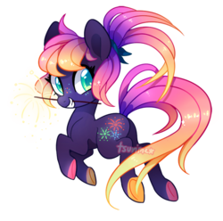 Size: 595x590 | Tagged: safe, artist:tsurime, oc, oc only, oc:sparkler, earth pony, pony, adoptable, butt, earth pony oc, female, fireworks, freckles, looking at you, mare, mouth hold, plot, ponytail, simple background, smiling, solo, sparkler (firework), sparkles, transparent background