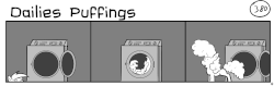 Size: 1280x404 | Tagged: safe, artist:tetrapony, derpy hooves, pegasus, pony, comic:the daily derp, g4, animated, comic, female, mare, monochrome, washing machine