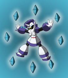 Size: 830x950 | Tagged: safe, artist:sandvvich, rarity, anthro, g4, diamond, female, mega man (series), robot master, solo