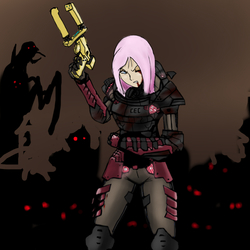 Size: 1000x1000 | Tagged: safe, artist:bologen111, fluttershy, human, g4, blood, crossover, dead space, female, flutterbadass, humanized, solo