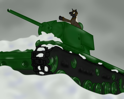 Size: 1510x1200 | Tagged: safe, artist:virenth, oc, oc only, kv-1, snow, solo, tank (vehicle)