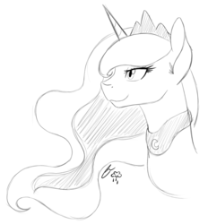 Size: 1280x1381 | Tagged: safe, artist:iraincloud, princess luna, lunadoodle, g4, female, monochrome, solo