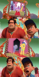 Size: 720x1434 | Tagged: safe, screencap, flash sentry, princess cadance, g4, three's a crowd, comic, fix-it felix jr., image macro, meme, screencap comic, wreck-it ralph, wreck-it ralph (character)