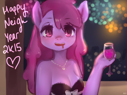 Size: 1600x1200 | Tagged: safe, artist:marinakirby, berry punch, berryshine, earth pony, anthro, g4, clothes, dress, drool, female, solo, wine, wine glass