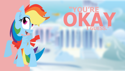 Size: 1280x720 | Tagged: safe, artist:zvn, rainbow dash, pegasus, pony, g4, cutie mark, female, hooves, lineless, mare, open mouth, raised hoof, solo, text, wings