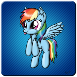 Size: 1600x1600 | Tagged: safe, artist:rik4100, rainbow dash, g4, cute, female, filly, filly rainbow dash, flying, solo, tongue out