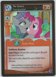 Size: 364x500 | Tagged: safe, enterplay, maud pie, pinkie pie, earth pony, pony, g4, generic fixed set, my little pony collectible card game, card, ccg, female, hug, mare, pie sisters, siblings, sisters, smiling