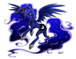 Size: 1968x1520 | Tagged: safe, artist:mingraine, princess luna, alicorn, pony, g4, butt, crown, female, horseshoes, jewelry, mare, plot, regalia, simple background, solo, spread wings, transparent background