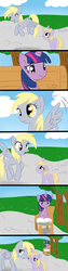 Size: 1500x6000 | Tagged: safe, artist:mutlu poni, derpy hooves, dinky hooves, twilight sparkle, pegasus, pony, g4, book, comic, crying, female, mare