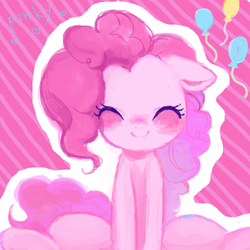 Size: 600x600 | Tagged: safe, artist:weiliy, pinkie pie, earth pony, pony, g4, blushing, cute, diapinkes, female, floppy ears, pixiv, sitting, smiling, solo