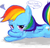 Size: 600x570 | Tagged: safe, artist:weiliy, rainbow dash, pegasus, pony, g4, blushing, crying, cute, dashabetes, female, mare, pixiv, prone, sad, sadorable, shy, solo