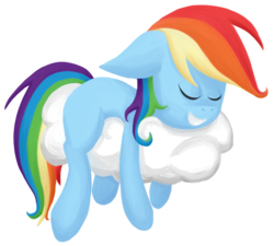 Size: 826x743 | Tagged: safe, artist:fuzzlepuzzle, rainbow dash, pony, g4, cloud, female, simple background, sleeping, solo, transparent background
