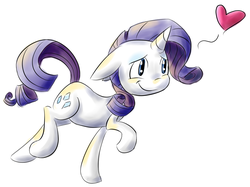 Size: 1098x822 | Tagged: safe, artist:fuzzlepuzzle, rarity, pony, unicorn, g4, floppy ears, heart, simple background, solo, traditional art, white background