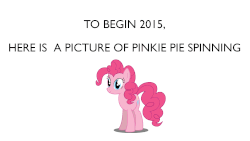 Size: 1920x1080 | Tagged: safe, pinkie pie, g4, 2015, animated, female, simple background, smiling, spinning, text, white background