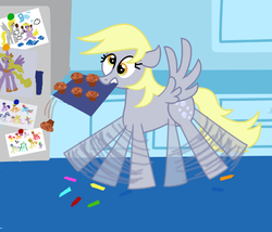 Size: 700x600 | Tagged: safe, artist:bibliodragon, derpy hooves, pegasus, pony, g4, ask, dinky draws, female, mare, muffin, tumblr