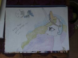 Size: 1024x768 | Tagged: safe, artist:frozenightpl, princess celestia, princess luna, alicorn, pony, lullaby for a princess, g4, crying, moon, princess, sad, sisters, traditional art