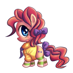 Size: 600x600 | Tagged: safe, artist:ninjaham, pinkie pie, earth pony, pony, g4, bow, chibi, clothes, cute, hair bow, simple background, socks, solo, striped socks, tail, tail bow, transparent background