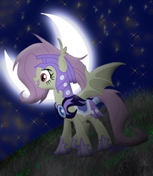 Size: 1247x1439 | Tagged: safe, artist:veliska, fluttershy, bat pony, pony, g4, armor, female, flutterbat, night guard, solo