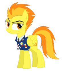 Size: 423x479 | Tagged: safe, artist:hyolark, spitfire, pegasus, pony, g4, clothes, female, looking back, necktie, solo, spitfire's tie, uniform, whistle, wonderbolts dress uniform