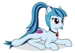 Size: 3542x2500 | Tagged: safe, artist:negasun, sonata dusk, earth pony, pony, g4, choker, equestria girls ponified, female, high res, ponified, prone, simple background, smiling, solo, transparent background, underhoof, vector