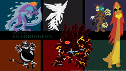 Size: 1920x1080 | Tagged: safe, artist:chromacurves, lord tirek, steven magnet, cyclops, hydra, kaiju, leviathan, manticore, minotaur, pegasus, pony, sea serpent, timber wolf, windigo, g4, behemoth, blank eyes, bohu, endbringers, khonsu, monster, multiple heads, multiple wings, spoiler, the simurgh, tohu, water, white eyes, wings, worm (series)